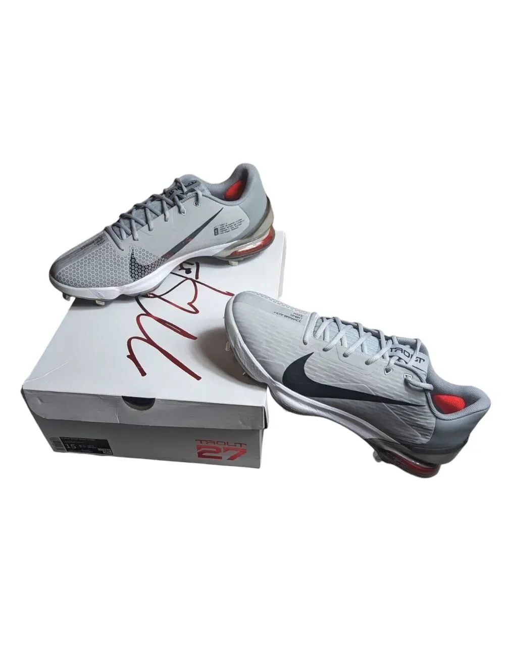 Nike CQ7224-007 Force Zoom Trout 7 Pro Gray Baseball Cleats Shoes Men's Size 15